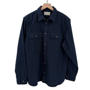 EVERLANE Shirt Mens Large Blue Heavyweight Work Overshirt Button Up‎ Cotton